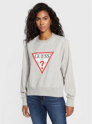 Guess Bluza Original W2YQ16 KBA10 Szary Regular Fit. Szare bluzy Guess, xs, z aplikacjami, z bawełny, bez kaptura. Za 339.99 zł.