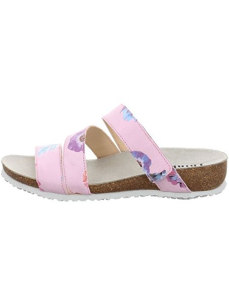 Think! Skórzane klapki w kolorze jasnoróżowym rozmiar: 36. Różowe klapki Think!, bez wzorów, z otwartym noskiem, bez obcasa. Za 122.38 zł.