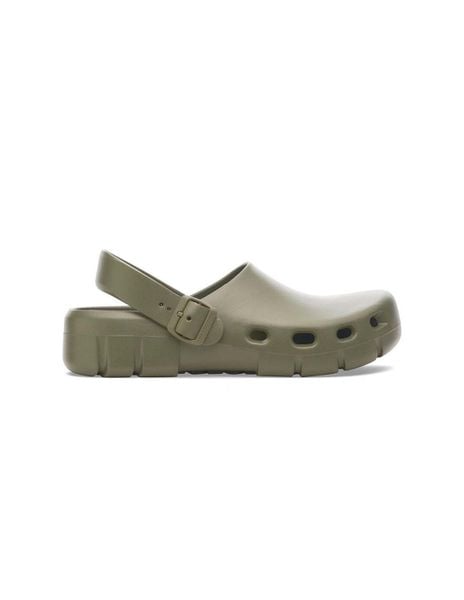 Sandały Birkenstock Birki Flow EVA. Zielone sandały Birkenstock, bez wzorów, z materiału, bez obcasa, bez zapięcia. Za 381.25 zł.