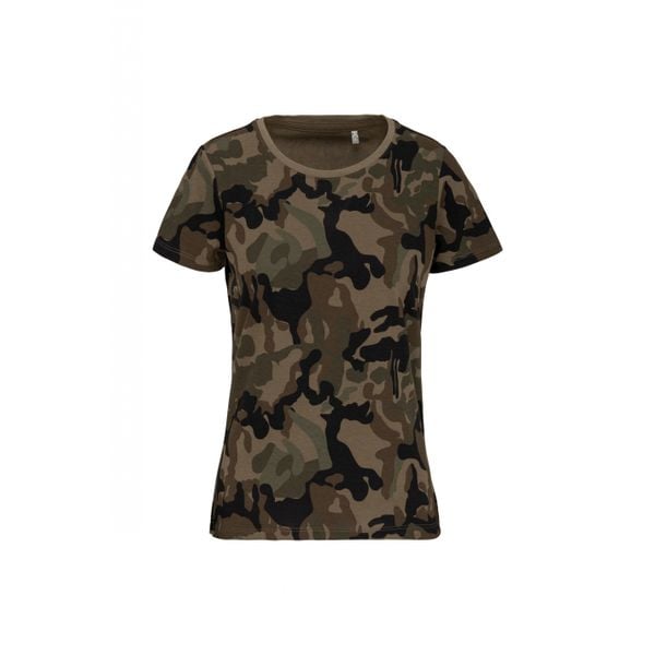 Koszulka damska Kariban Camo. Zielone koszulki sportowe KARIBAN, bez wzorów, z bawełny, bez ramiączek. Za 71.00 zł.