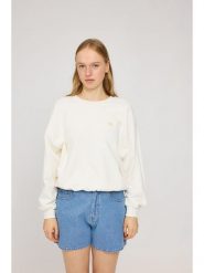 MAZINE Bluza "Back Print" w kolorze kremowym ze wzorem rozmiar: L. Brązowe bluzy MAZINE, l, bez wzorów, z bawełny, bez kaptura. Za 184.02 zł.
