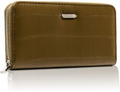Portfel khaki croco David Jones P110-510A-6018 BREEN. Brązowe portfele David Jones, bez wzorów, ze skóry ekologicznej. Za 29.90 zł.