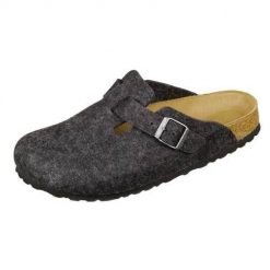 Klapki damskie Birkenstock Boston Anthracite Felt. Klapki Birkenstock, bez wzorów, z materiału, bez obcasa. Za 459.00 zł.