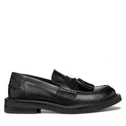 Lordsy Geox. Czarne lordsy Geox, bez wzorów, bez obcasa, bez zapięcia. Za 519.99 zł.