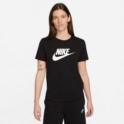 Koszulka z krótkim rękawem Damska Nike ICN DX7906 010 Czarny. Czarne bluzki Nike, m, bez wzorów, sportowe, bez kołnierzyka, bez ramiączek. Za 175.00 zł.