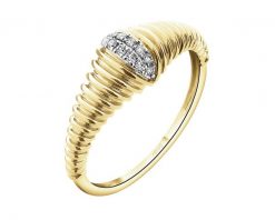Pierścionek z żółtego złota z brylantami - 0,07 ct - próba 585. Żółte pierścionki Apart, z brylantem, złote. Za 2,990.00 zł.