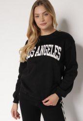 Czarna Bluza z Bawełną i Napisem Fezorla. Czarne bluzy sportowe Born2be, l, bez wzorów, z bawełny, bez kaptura. Za 69.99 zł.