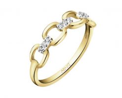 Pierścionek z żółtego złota z diamentami - 0,05 ct - próba 375. Żółte pierścionki Apart, z diamentem, złote. Za 1,459.00 zł.