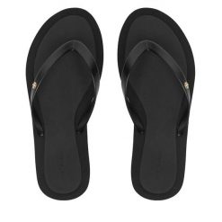 Japonki Tory Burch. Czarne klapki Tory Burch, bez wzorów, bez obcasa. Za 484.99 zł.
