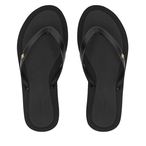 Japonki Tory Burch. Czarne klapki Tory Burch, bez wzorów, bez obcasa. Za 484.99 zł.