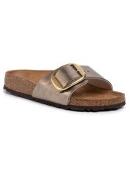 Birkenstock Klapki Madrid Big Buckle 1016237 Brązowy. Brązowe klapki Birkenstock, bez wzorów, ze skóry, bez obcasa. Za 499.99 zł.
