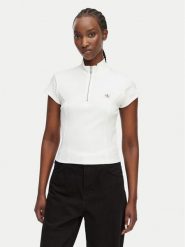 Calvin Klein Jeans T-Shirt LV047G240G Biały Slim Fit. Białe t-shirty Calvin Klein Jeans, xs, bez wzorów, z bawełny, bez kołnierzyka, bez ramiączek. Za 209.99 zł.