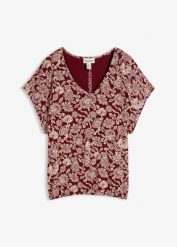 T-shirt z delikatnej mieszanki wiskozy. Czerwone t-shirty bonprix, bez wzorów, z wiskozy, bez kołnierzyka, bez ramiączek. Za 67.99 zł.