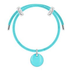 Bransoletka Liana, posrebrzana w kolorze turkusowym z medalikiem z turkusową emalią. Niebieskie bransoletki Lilou, posrebrzane. Za 278.00 zł.