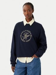 Tommy Hilfiger Bluza WW0WW50969 Granatowy Relaxed Fit. Niebieskie bluzy TOMMY HILFIGER, l, bez wzorów, z bawełny, bez kaptura. Za 409.99 zł.