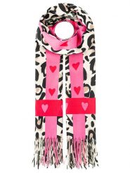 Zwillingsherz Szal "Leo & Hearts" w kolorze beżowo-różowym - 180 x 70 cm rozmiar: onesize. Różowe szaliki Zwillingsherz, bez wzorów, z materiału. Za 76.04 zł.