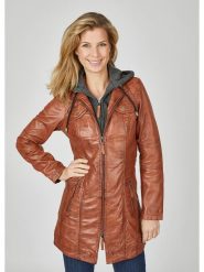 7eleven Skórzany płaszcz w kolorze jasnobrązowym rozmiar: 36. Brązowe płaszcze 7eleven, bez wzorów, ze skóry, bez kaptura. Za 630.99 zł.