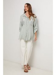 Lin Passion Lniana koszula w kolorze turkusowym rozmiar: 34/36. Niebieskie koszule Lin Passion, bez wzorów, ze lnu, klasyczne, bez kołnierzyka, bez ramiączek. Za 173.99 zł.