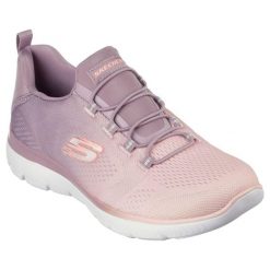 Damskie SUMMITS BRIGHT CHARMER Sneakersy Jasny fiolet. Fioletowe obuwie sportowe Skechers, z materiału, bez zapięcia. Za 363.00 zł.