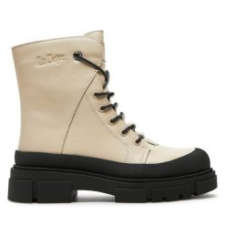 Botki Lee Cooper. Białe botki Lee Cooper, bez wzorów, bez obcasa, na płaskiej podeszwie, bez zapięcia. Za 299.99 zł.