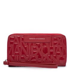Duży Portfel Damski Armani Exchange. Czerwone portfele Armani Exchange, bez wzorów. Za 379.99 zł.