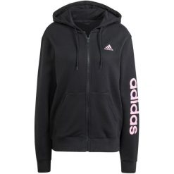 Bluza damska adidas Essentials Linear Full-Zip French Terry Hoodie. Białe bluzy Adidas, xs, bez wzorów, z dresówki, z kapturem. Za 279.00 zł.