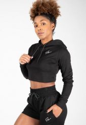 Pixley Crop Top Bluza z kapturem - Czarny. Czarne bluzy sportowe GORILLA WEAR, xs, bez wzorów, z bawełny, z kapturem. Za 162.00 zł.