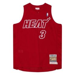 Koszulka Miami Heat Authentic Christmas Day Dwyane Wade 2012/13. Czerwone bluzki Mitchell & Ness, bez wzorów, z poliesteru, sportowe, bez kołnierzyka, bez ramiączek. Za 1,289.50 zł.
