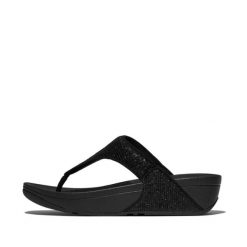 Klapki damskie FitFlop Lulu. Czarne klapki FIT FLOP, bez wzorów, bez obcasa. Za 377.00 zł.