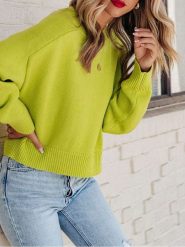 Milan Kiss Sweter w kolorze limonkowym rozmiar: L. Zielone swetry Milan Kiss, l, bez wzorów, bez ramiączek. Za 152.99 zł.