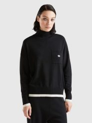 Benetton Sweter w kolorze czarnym rozmiar: XS. Czarne swetry Benetton, xs, bez wzorów, bez ramiączek. Za 70.41 zł.