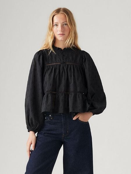 Levi's Bluzka w kolorze czarnym rozmiar: XS. Czarne bluzki Levi's®, s, bez wzorów, z bawełny, bez kołnierzyka, bez ramiączek. Za 149.95 zł.