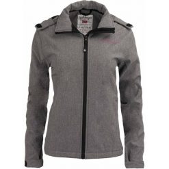 Damska kurtka softshell Glemo Spitsbergen - wodoodporna i wiatroszczelna. Fioletowe kurtki sportowe GLENMUIR, bez wzorów, z softshellu, bez kaptura. Za 270.99 zł.