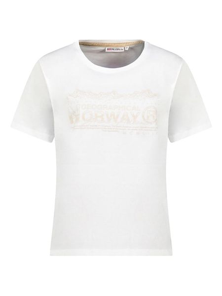 Geographical Norway Koszulka w kolorze białym rozmiar: S. Białe bluzki Geographical Norway, s, bez wzorów, z bawełny, bez kołnierzyka, bez ramiączek. Za 72.95 zł.