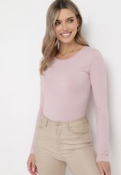 Ciemnoróżowa Dopasowana Bluzka z Elastycznej Bawełny Loreen. Czerwone bluzki Born2be, l, bez wzorów, z bawełny, eleganckie, bez kołnierzyka, bez ramiączek. Za 29.99 zł.