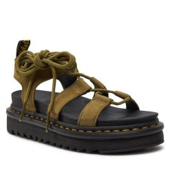 Sandały Dr. Martens. Brązowe sandały Dr. Martens, bez wzorów, bez obcasa, na płaskiej podeszwie, bez zapięcia. Za 489.99 zł.