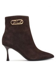 KARL LAGERFELD Botki Sienna KL32747 Brązowy ciemny. Brązowe botki KARL LAGERFELD, bez wzorów, ze skóry, bez obcasa, na szpilce, bez zapięcia. Za 964.99 zł.