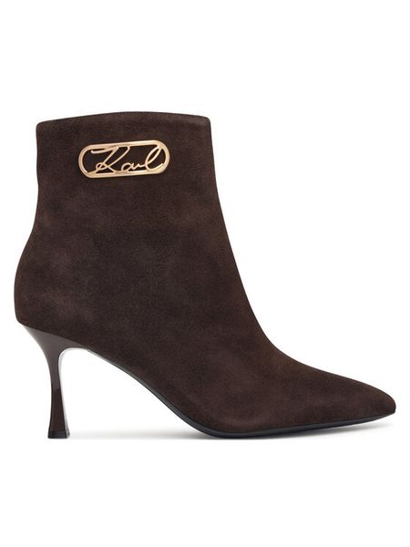 KARL LAGERFELD Botki Sienna KL32747 Brązowy ciemny. Brązowe botki KARL LAGERFELD, bez wzorów, ze skóry, bez obcasa, na szpilce, bez zapięcia. Za 964.99 zł.