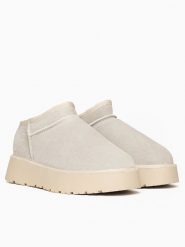 Gooce Skórzane botki zimowe "Jackie" w kolorze jasnobrązowym rozmiar: 38. Brązowe botki Gooce, na zimę, bez wzorów, z wełny, bez obcasa, na platformie, bez zapięcia. Za 209.82 zł.