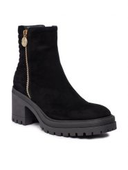 Pollini Botki SA21198G0HTA0000 Czarny. Czarne botki Pollini, bez wzorów, ze skóry, bez obcasa, na słupku, bez zapięcia. Za 2,299.00 zł.