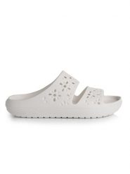 Crocs Klapki Classic Floral Cutout Sandal 210966 Biały. Białe klapki Crocs, bez wzorów, z tworzywa sztucznego, bez obcasa. Za 139.99 zł.