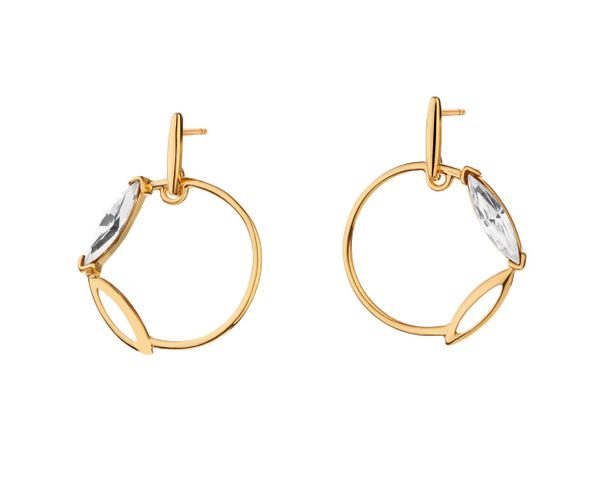 Kolczyki srebrne ze szkłem - koła. Szare kolczyki Apart, pozłacane. W wyprzedaży za 195.30 zł.