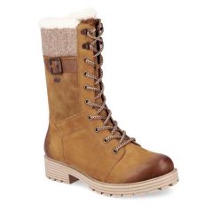Botki Remonte. Brązowe botki Remonte, bez wzorów, bez obcasa, na płaskiej podeszwie, bez zapięcia. Za 370.99 zł.