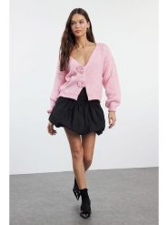 Trendyol Kardigan w kolorze jasnoróżowym rozmiar: M. Różowe kardigany Trendyol, m, bez wzorów, ze splotem. Za 102.95 zł.