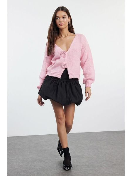 Trendyol Kardigan w kolorze jasnoróżowym rozmiar: L. Różowe kardigany Trendyol, l, bez wzorów, ze splotem. Za 117.73 zł.