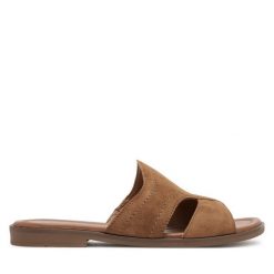 Klapki Lasocki. Brązowe klapki Lasocki, bez wzorów, bez obcasa. Za 149.99 zł.