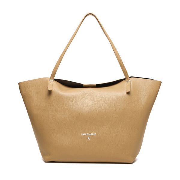 Torebka Patrizia Pepe. Brązowe shopper Patrizia Pepe, bez wzorów, bez dodatków. Za 1,299.00 zł.