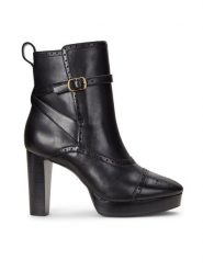 LAUREN RALPH LAUREN Botki 802908331005 Czarny. Czarne botki Lauren Ralph Lauren, bez wzorów, ze skóry, bez obcasa, na słupku, bez zapięcia. Za 1,299.00 zł.