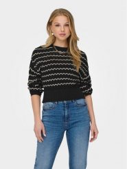 ONLY Sweter Asa 15310527 Czarny Regular Fit. Czarne swetry Only, s, bez wzorów, z bawełny, bez ramiączek. Za 89.99 zł.