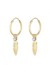 Elli Damskie kreole pióro zawieszka Boho Festiwal z kryształami w srebrze 925 Sterling Silver Kolczyki koła 1 ct. Szare kolczyki Elli, srebrne. Za 203.99 zł.